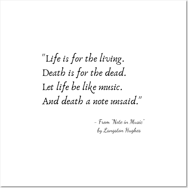 A Quote from "Note in Music" by Langston Hughes Wall Art by Poemit